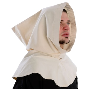 Medieval hood / cowl cotton beige, green, blue, red, black, brown, white | LARP headgear | Reenactment | HEMAD garb