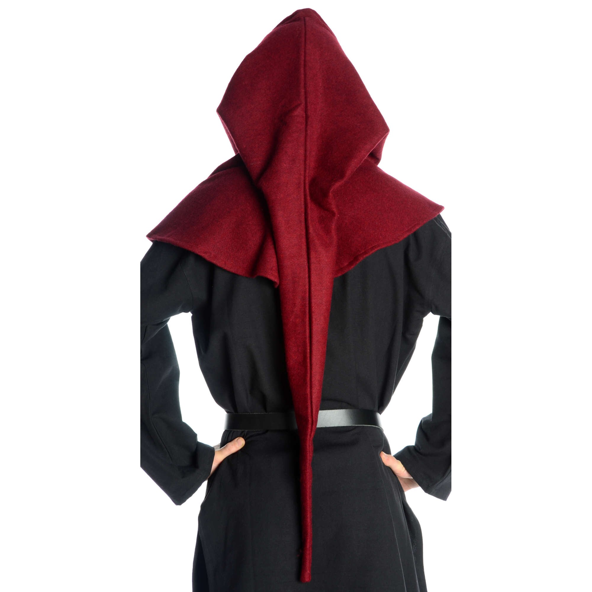 Cape médiévale en laine marron avec broderie main, modèle Alma