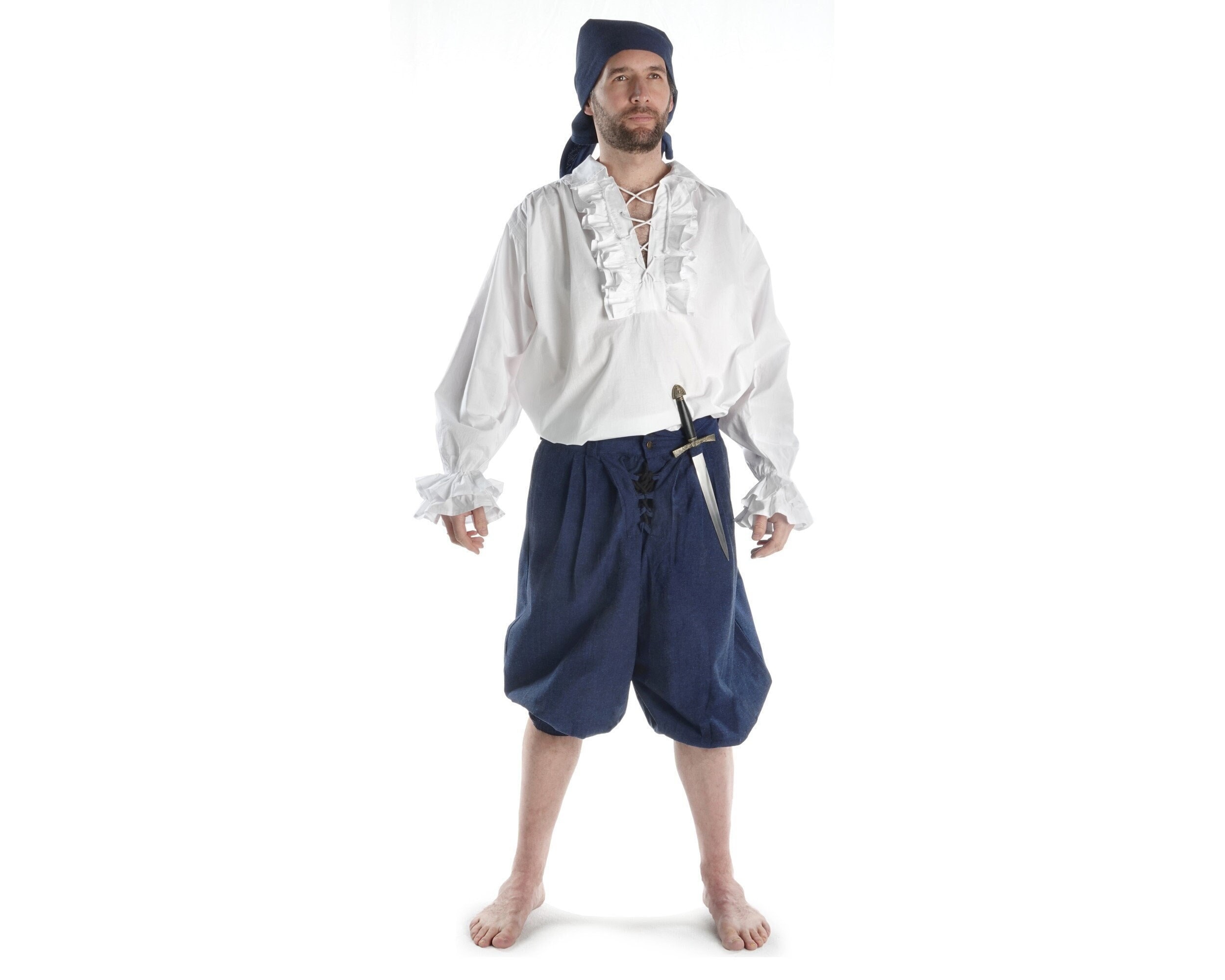 Pirate Pants Cotton Blue Urgan | Pirate Buccaneer Corsair Pants