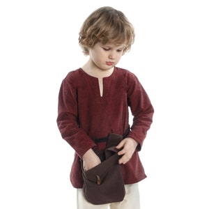 Children Clothing Pure Cotton HEMAD Kids Medieval Tunic Brown-Green-Beige