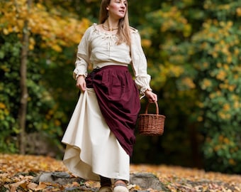 Medieval apron Widga cotton purple, hemp, black, light blue | LARP apron skirt with laces | Reenactment | Cosplay | HEMAD