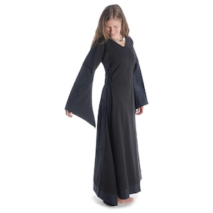 Medieval Dress Lacing LARP Saelde Cotton Black HEMAD Garb Cosplay Reenactment