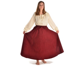 Medieval skirt Duzabel made of cotton with elastic band for women | Authentic medieval LARP women&#39;s skirt | HEMAD garment