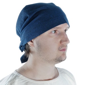 Medieval headscarf Fidegart made of cotton black, red, blue | Medieval pirate scarf for men | HEMAD LARP clothing