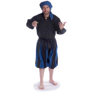 Landsknecht Pants Bloomers Black-Royal Blue Morold 100% Cotton | HEMAD Clothing LARP Renfaire