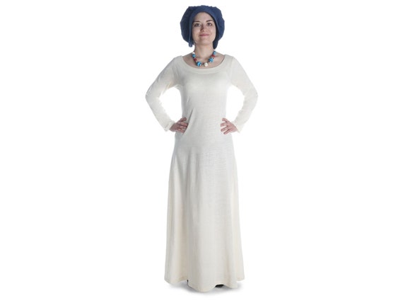 Hemad Vestido De Mujer Vikingo - Vestido De Algodón Medieval - Beige S-XXXL