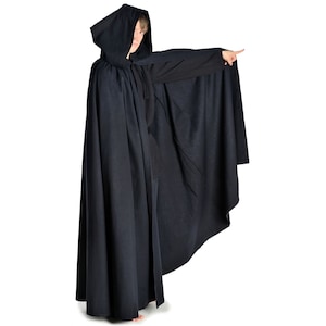 Medieval Cloak Hildegrim Cotton Beige, Black, Brown | Medieval cap with hood for lacing | HEMAD LARP garb