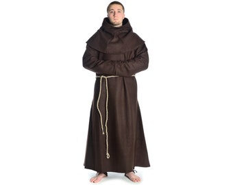 Medieval monk's robe Halzebier made of wool felt (Set: tunic, hood + knitwear) | Monk's robe | Monk