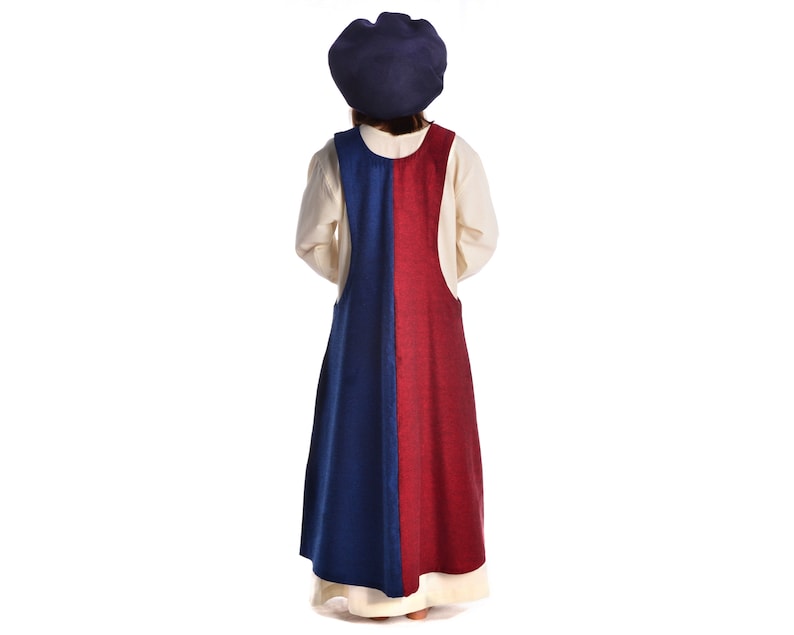 Medieval Surkot Mi-Parti Overdress Two-Tone Irekel Made of Cotton Medieval dress HEMAD image 9