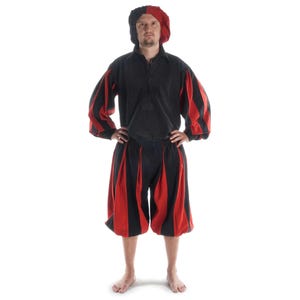 Landsknecht Trousers Morold Black Chili Red Cotton | HEMAD Clothing LARP