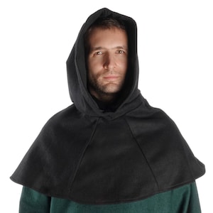 Medieval Warm Hood Wool Felt Biterolf Beige, Green, Red, Black, Brown | Viking Headgear LARP | Reenactment | HEMAD Garb