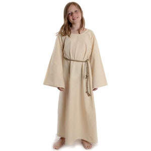Medieval children&#39;s dress beige made of cotton LARP trumpet sleeves for girls | Natural color | LARP & Medieval | Underdress