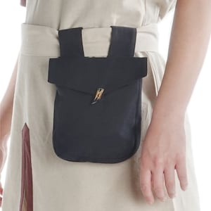 Sac médiéval Viking Belt Bag LARP Widia en coton noir, marron | tenue HEMAD