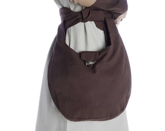 Medieval bag Egil made of brown cotton | Belt bag | HEMAD LARP clothing