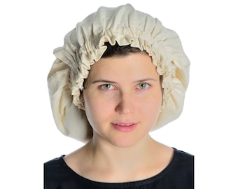 Medieval hood Florie made of cotton in natural beige | Medieval headgear for women | HEMAD LARP clothing
