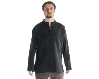 Kurta overhemd vissersoverhemd zomeroverhemd casual overhemd effen kleuren van katoen |