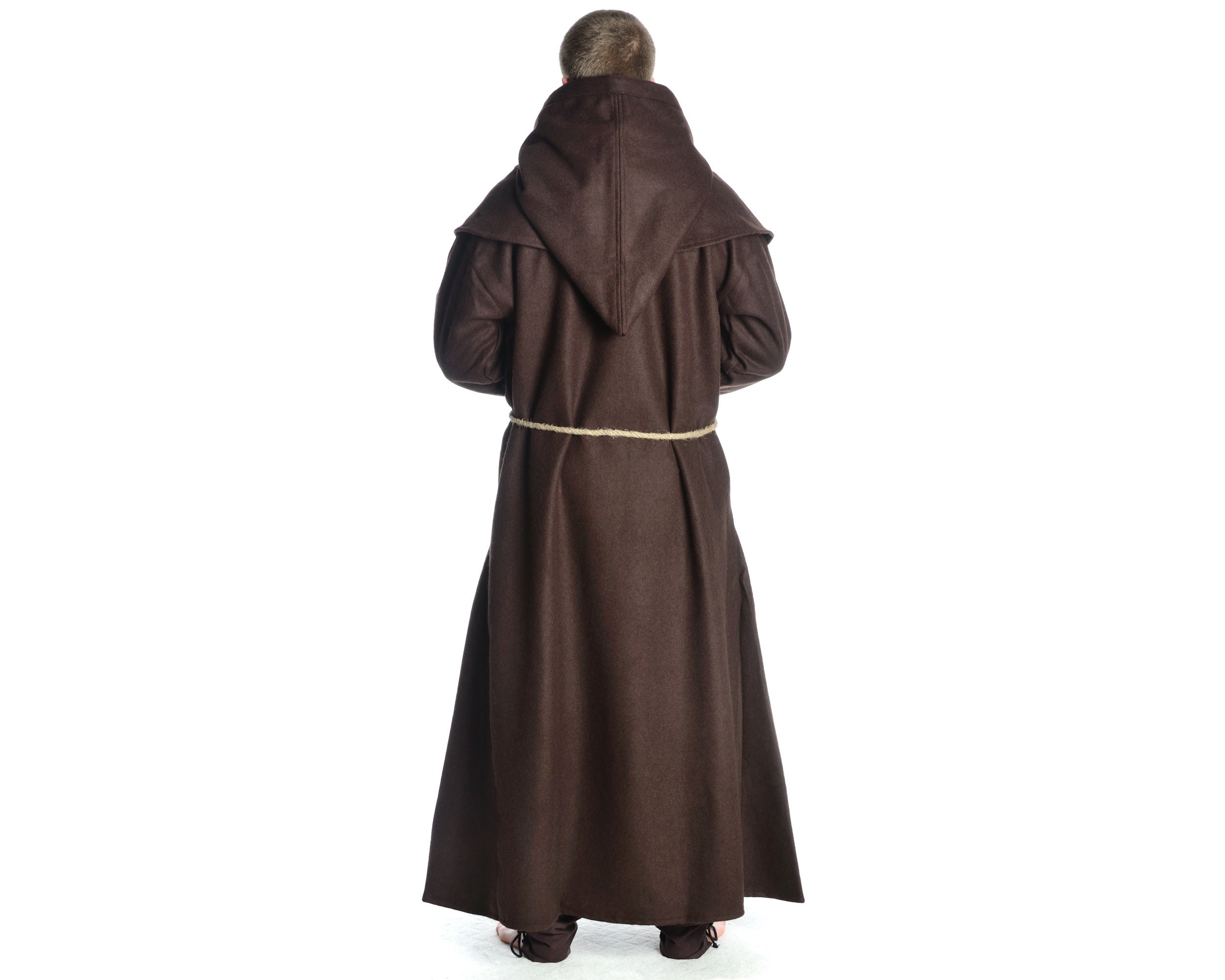 Disfraz De Monje Medieval Para Hombre: Túnica Con Capucha Desmontable Y Cruz De Madera (talla S-XXL)