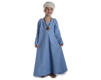 Medieval children's dress light blue Viking underdress Geirdriful | Girl