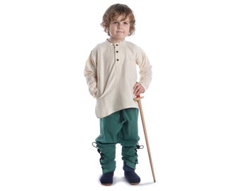 Chemise médiévale pour enfants Anfortas en coton | Chemise médiévale pour enfants