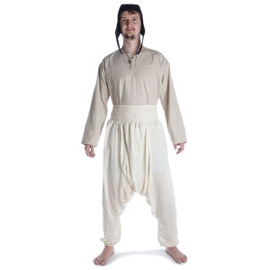 Middeleeuwse harembroek Tantris van katoen beige, zwart | HEMAD gewaad LARP cosplay re-enactment fantasie