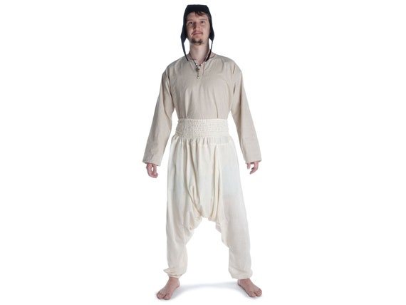 Children Clothing Pure Cotton HEMAD Kids Medieval Tunic Brown-Green-Beige