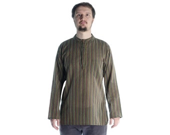 Kurta Shirt Fisherman Shirt Nepal Cotton Striped | Summer shirt casual shirt