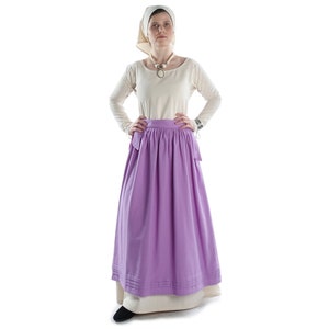 Mittelalterliche Schürze Widga Baumwolle Violett, Hanffarben, Schwarz, Hellblau | LARP Schürzen-Rock Schnüren| Reenactment | Cosplay | HEMAD