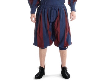 Landsknecht trousers blue - red Morold cotton | HEMAD garb LARP