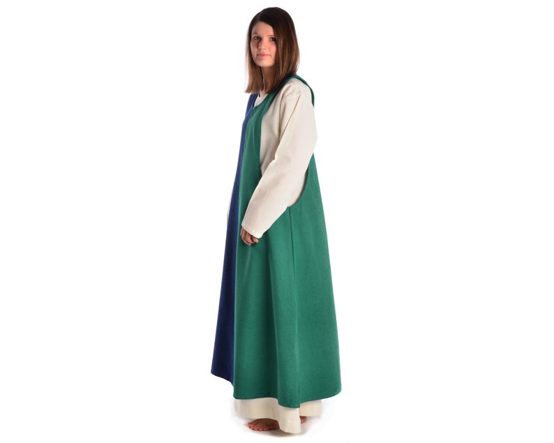 Medieval Surkot Mi-Parti Overdress Two-Tone Irekel Made of Cotton Medieval dress HEMAD image 5