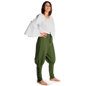 Viking Pants Medieval Lace-Up Calf Freya Cotton Beige, Black, Brown, Olive Green, Red, Blue | HEMAD Clothing LARP