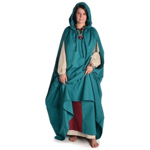 Medieval Cloak Cosplay Reenactment Hood Cotton Beige, Black, Red, Brown, Green | HEMAD Garment LARP