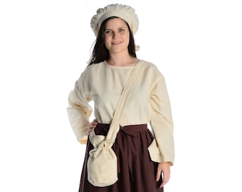 Medieval bag for lacing made of cotton (small pouch bag) | LARP shoulder bag | HEMAD garb