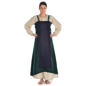Viking overdress wool felt (surcot) Warm medieval dress Skuld in red-green, green-blue | Surcot LARP | Reenactment | HEMAD garment