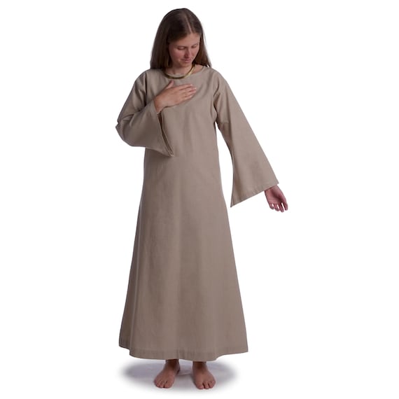 Hemad Vestido De Mujer Vikingo - Vestido De Algodón Medieval - Beige S-XXXL