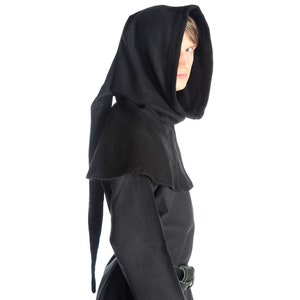 Medieval hood made of wool felt in beige, green, red, black, or brown | Warm medieval hood with long piping | HEMAD LARP garb