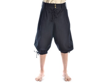 Pirate pants Urgan made of cotton beige, black, red | Pirate buccaneer corsair pants men with lacing on the calf | HEMAD garb LARP