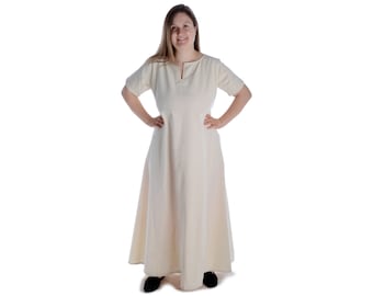 Robe médiévale pour femme Robe à manches courtes Viking Hrist en coton