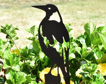 Metal Magpie Garden Stake Powder Coated Made in Australia Garden Art - Ornament