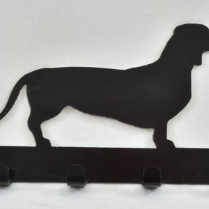 Handmade Metal Dachshund Dog Key/Lead/Leash Holder/Hanger Black