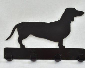 Handmade Metal Dachshund Dog Key/Lead/Leash Holder/Hanger Black