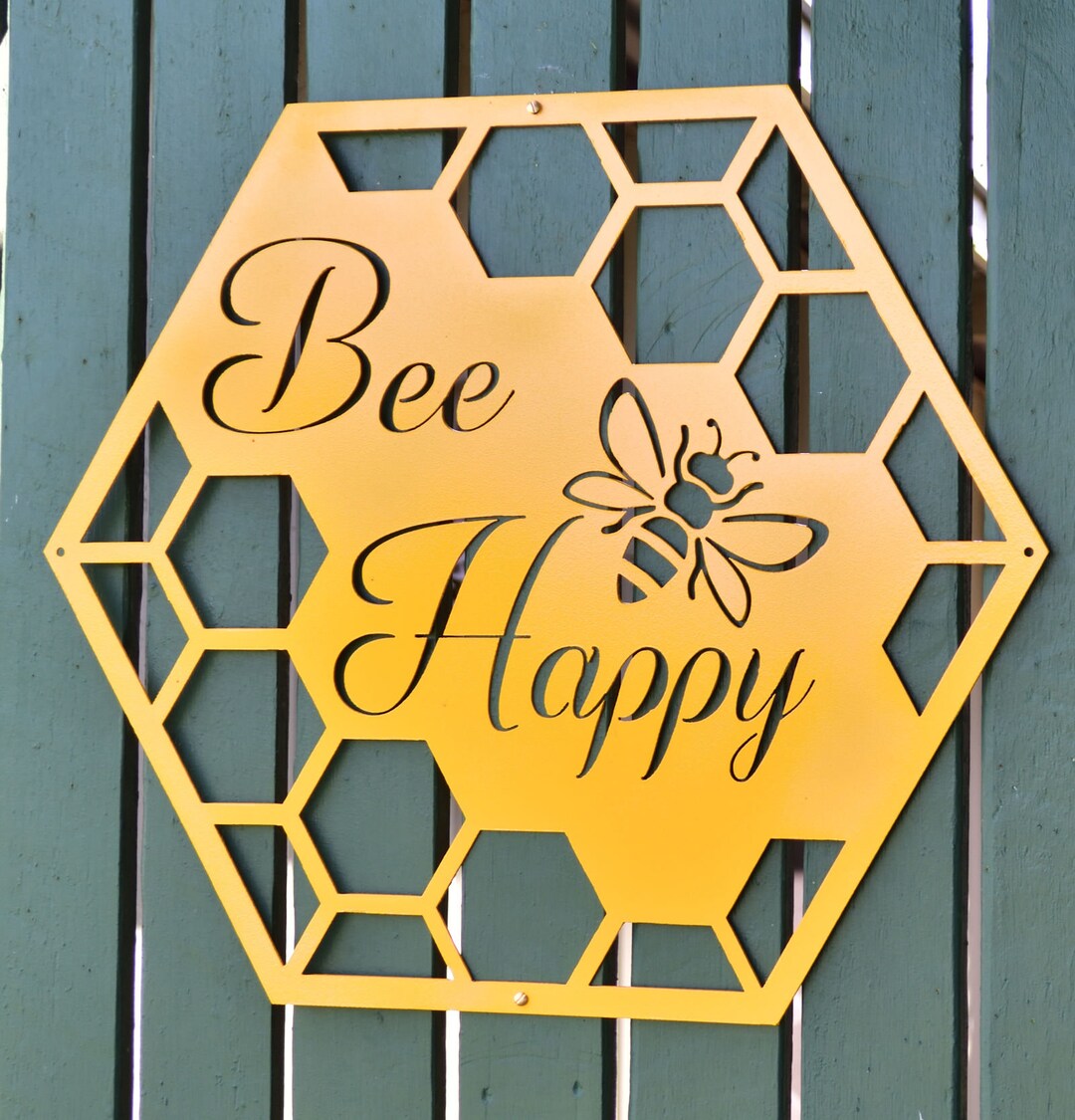 Bee Happy Metal Wall Art Home 0r Garden Handmade in Australia Gift