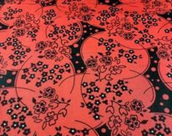 Red and Black whimsical floral from Clothworks, 43/44" Wide, 100% Premium Cotton, sold by the half yard