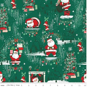 Twas Main Forest by Jill Howarth for Riley Blake Designs features different vignettes with Santa. Silver is silver sparkle.  A charmer!