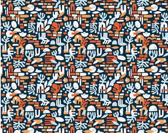 Crab Coral Reef Fabric by Nelli Khatmoullina for Paintbrush Studios