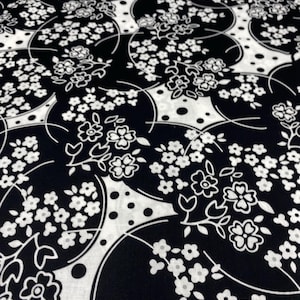 Black and White Floral Fabric: Ruby Night Collection, Clothworks