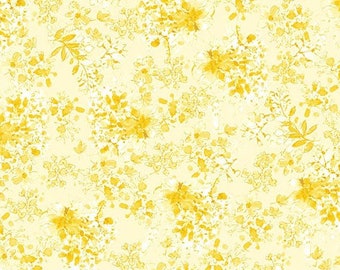 Yellow subtle floral aptly named Charming Bouquets is a tone on tone yellow from Michael Miller.  Brand new - delivered today. 43/44&quot; wide