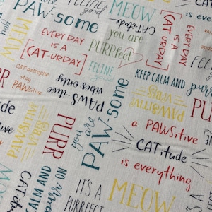 Cat Adjectives Fabric by Terri Degenkolb: Purrfect Collection