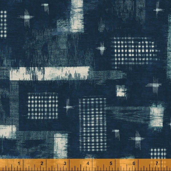 Versatile and interesting collection Midnight from Whistler Studios for Windham Fabrics consists of blues and ivories in varied designs.
