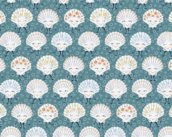 Crabbies Dancing Sea Shells Fabric by Nelli Khatmoullina