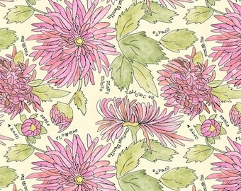 Beautiful floral consisting of pink flowers on a light background from Peony Collection by Windham Fabrics.  This is a beauty - get it soon.